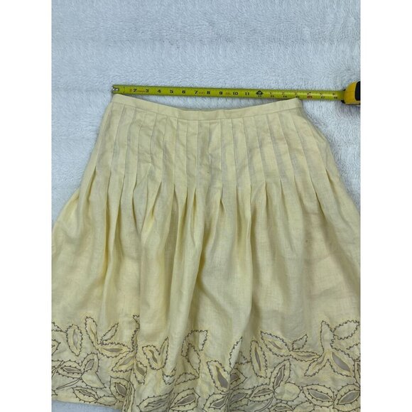 Lafayette 148 Two Piece Skirt Shirt Outfit 10 Spring Easter Summer Yellow Embroi - Picture 6 of 11